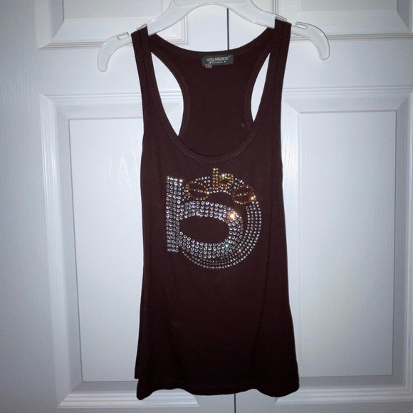 Rare Bebe dark brown tank top S-M - Picture 2 of 5